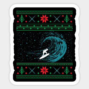 Christmas Surfing Surfboard Surfing Ugly Christmas Sticker